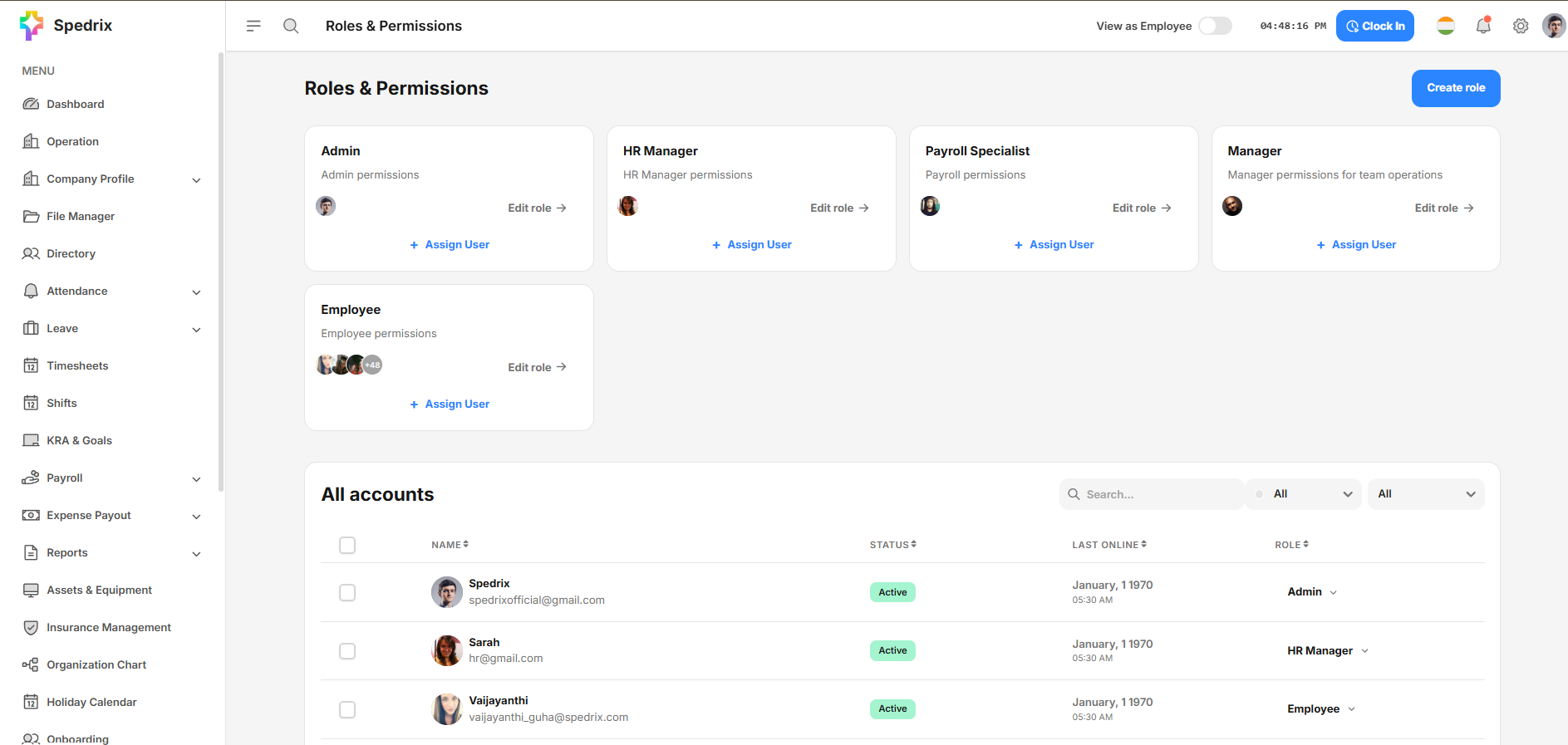 Roles & Permissions